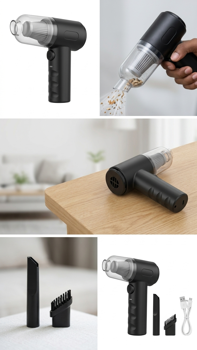 3 in 1 Mopping Vacuum Blower with Mini Dust Buster USB Portable Vacuum Cleaner Dry and Wet